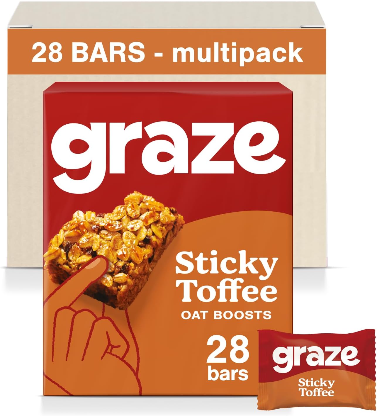 Graze - Healthy Snacks - Vegan Sticky Toffee Cereal & Snack Bars- 28X30G