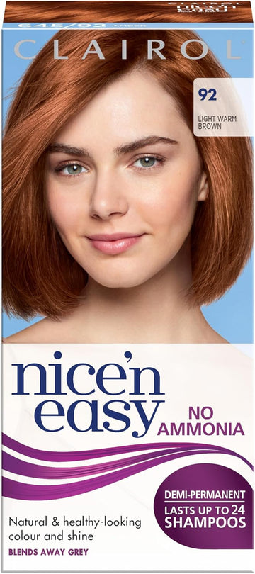 Clairol Nice'N Easy No Ammonia Hair Dye, 92 Light Warm Brown