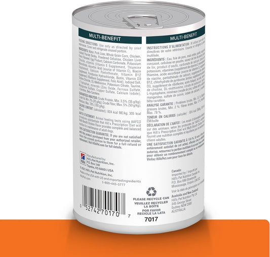 Hill'S Prescription Diet W/D Multi-Benefit Digestive/Weight/Glucose/Urinary Management With Chicken Wet Dog Food, Veterinary Diet, 13 Oz. Cans, 12-Pack