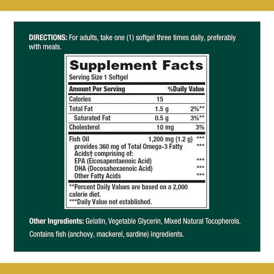 Nature'S Bounty F.Ish Oil, Supports Heart Health, 1200 Mg- 120 Ct - Rapid Release Softgels,…