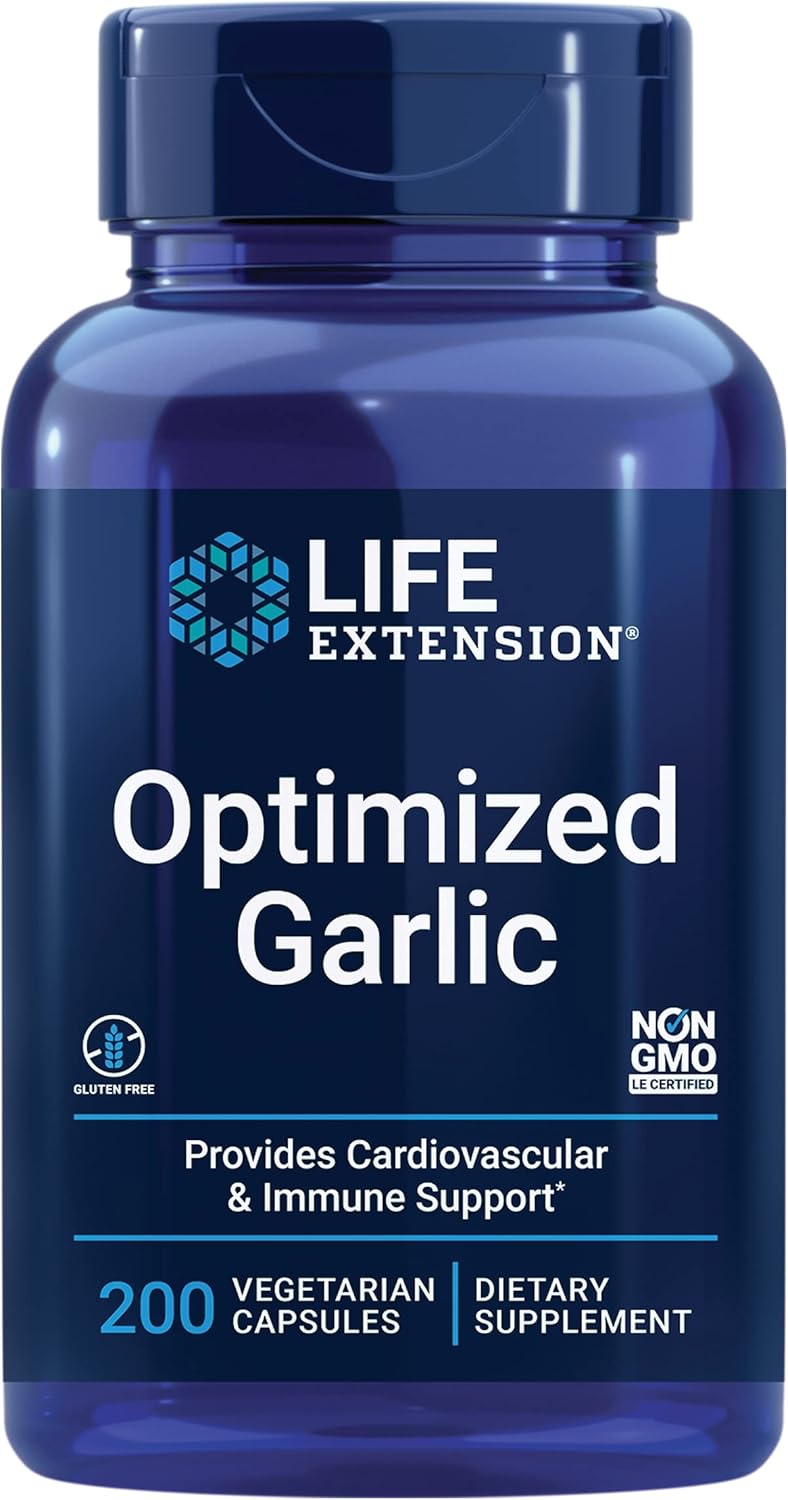 Life Extension Optimized Garlic 1200 Mg – Garlic Extract Supplement For Heart Health & Immune System Support – Gluten-Free, Non-Gmo, Vegetarian – 200 Capsules