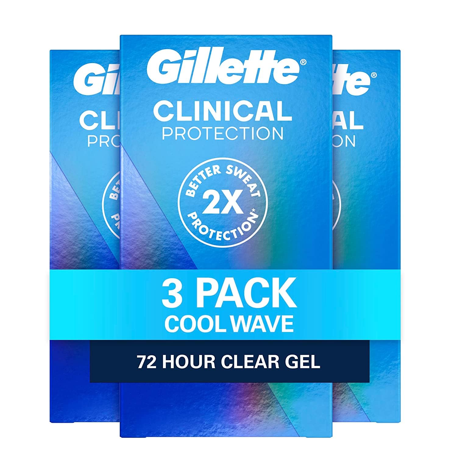 Gillette Clinical Strength Clear Gel Men'S Antiperspirant And Deodorant, 72-Hour Sweat Protection, Cool Wave, #1 Clinical Brand For Men, 1.6 Oz (Pack Of 3)