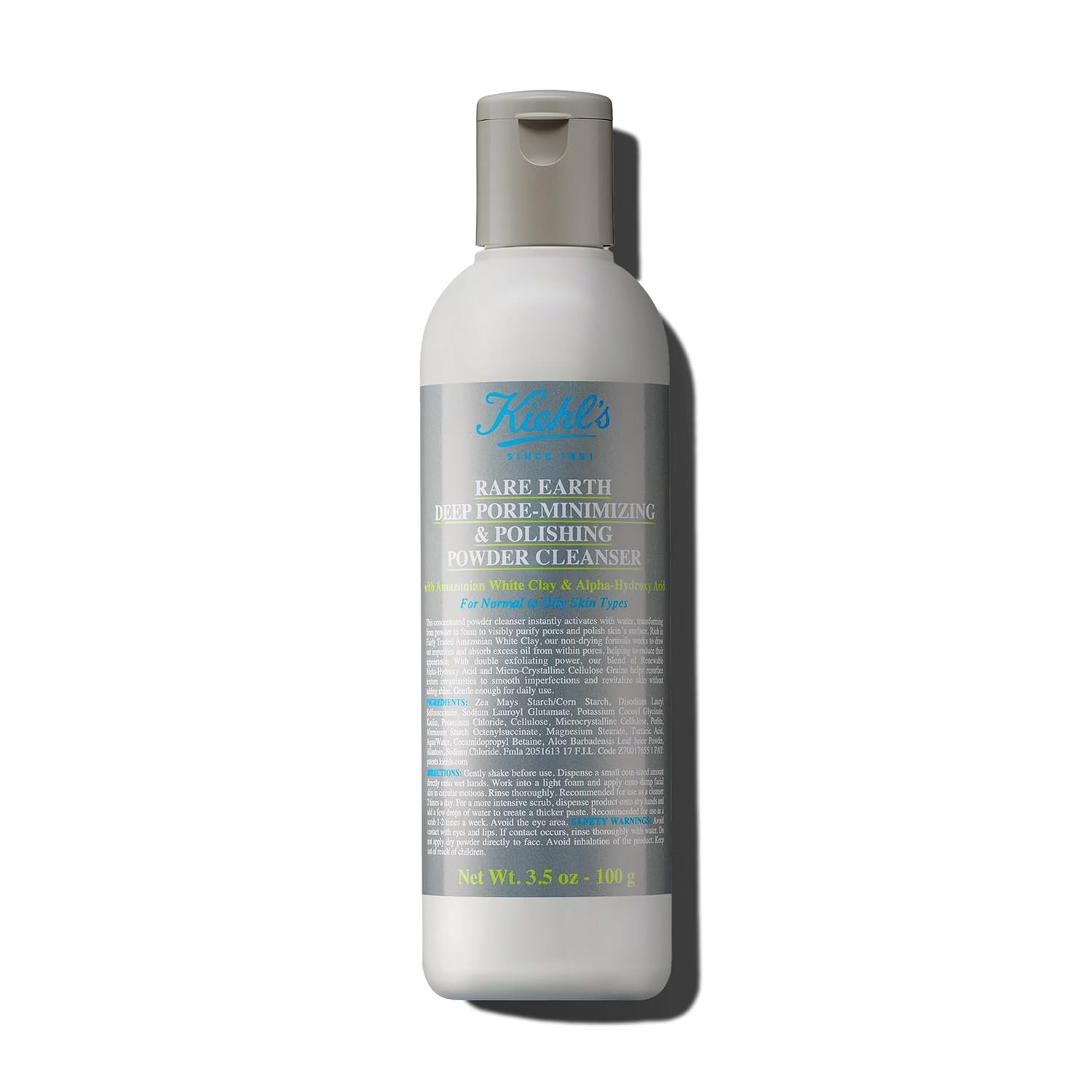 Kiehl'S Rare Earth Deep Pore Minimizing & Polishing Powder Cleanser, Face Wash For Oily Skin, Refines Skin Texture, Reduces Excess Oil, With Amazonian White Clay & Alpha Hydroxy Acids - 3.5 Fl Oz : Beauty & Personal Care