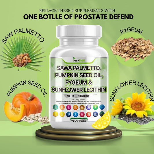 Saw Palmetto With Stinging Nettle, Pygeum, Pumpkin Seed, Sunflower Lecithin, Turmeric & Ashwagandha – Prostate Support For Men With Lycopene & Vitamin D3 – 90 Capsules