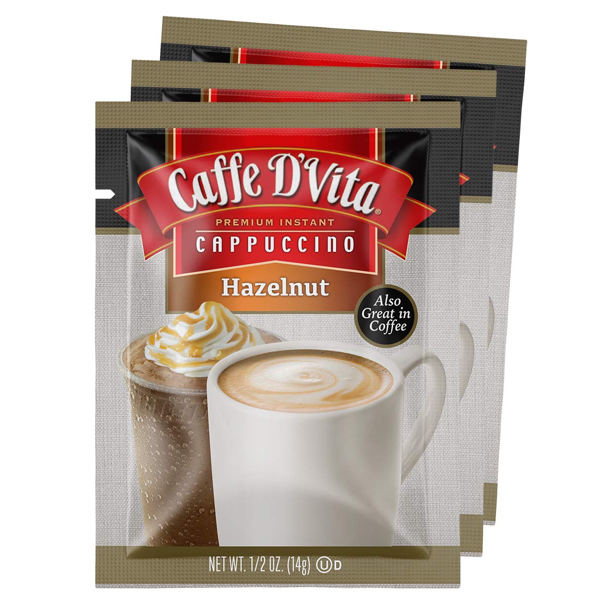 Caffe D'Vita Hazelnut Cappuccino Envelopes, 0.5-Ounce Packages (Pack Of 48)