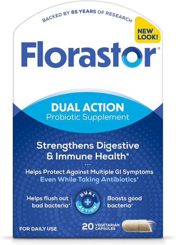 Florastor Probiotics For Digestive & Immune Health, 20 Capsules, Probiotics For Women & Men, 1 Probiotic Worldwide, Flush Out Bad Bacteria & Boost The Good With Our Strain Saccharomyces Boulardii