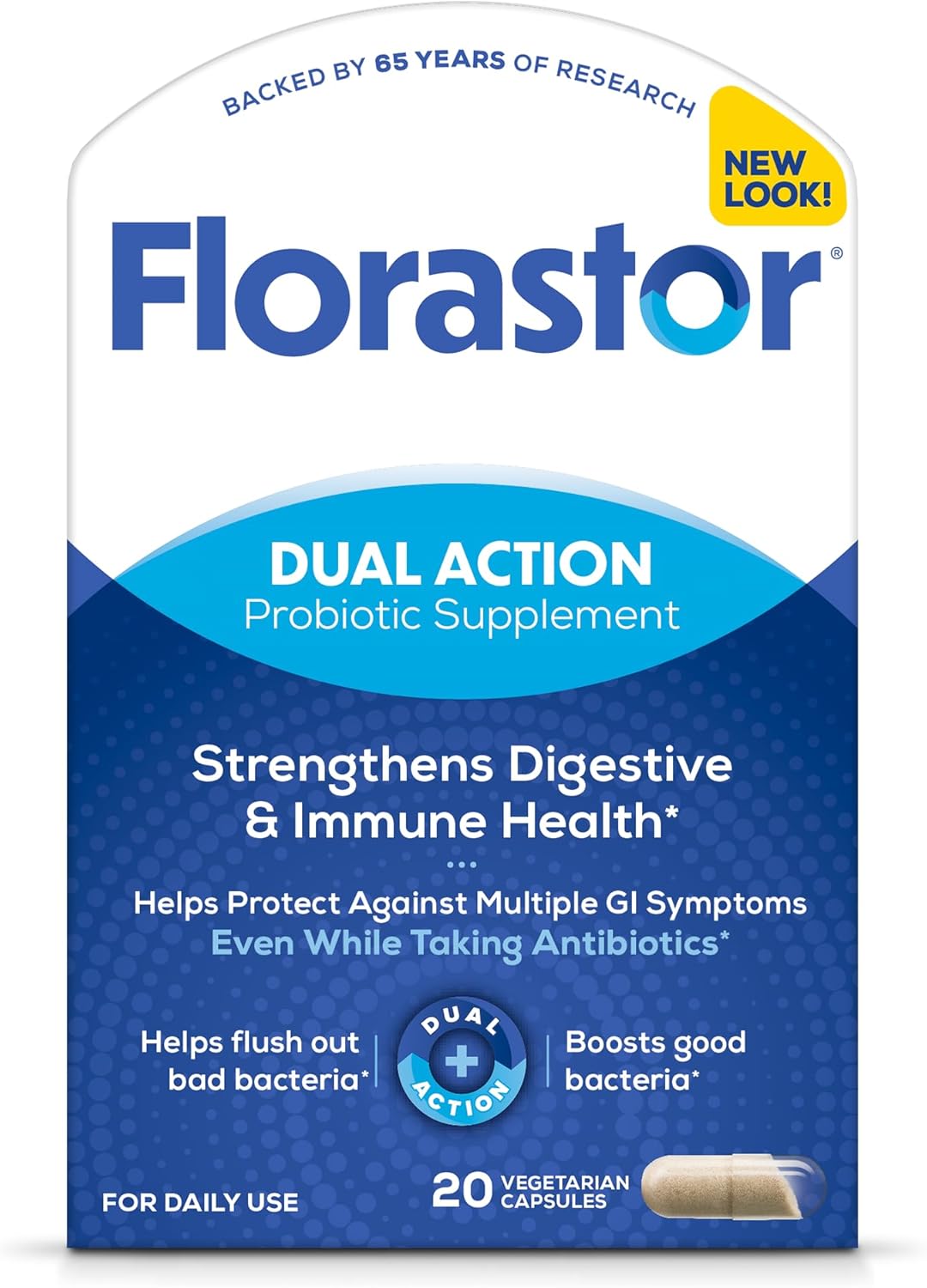 Florastor Probiotics For Digestive & Immune Health, 20 Capsules, Probiotics For Women & Men, 1 Probiotic Worldwide, Flush Out Bad Bacteria & Boost The Good With Our Strain Saccharomyces Boulardii