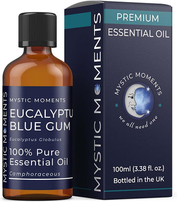 Mystic Moments | Eucalyptus Blue Gum Essential Oil 100ml - Pure & Natural oil for Diffusers, Aromatherapy & Massage Blends Vegan GMO Free