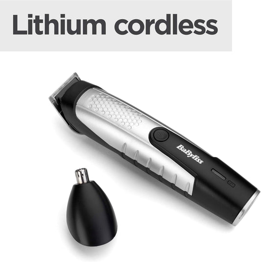Babyliss Lithium Power Beard Trimmer, Cordless, Including Nose Hair Trimmer, Waterproof, Gifts For Men, Black