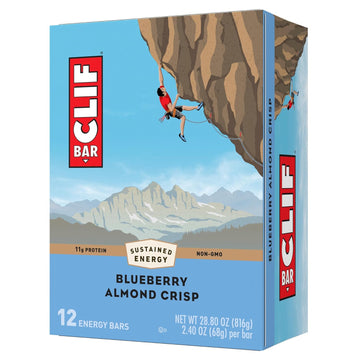 Clif Bar - Blueberry Almond Crisp - Made with Organic Oats - 11g Protein - Non-GMO - Plant Based - Energy Bars - 2.4 oz. (12 Pack)