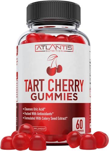 Tart Cherry Gummies With Celery Seed Extract - Advanced Uric Acid Cleanse For Immediate Gout Relief. Powerful Antioxidant With Joint Support - 60 Gummies