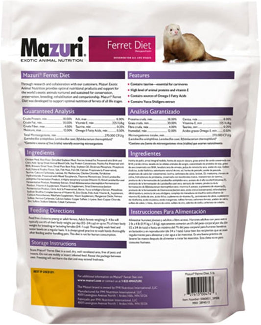 Mazuri | Nutritionally Complete Food For Ferrets| 5 Pound (5 Lb.) Bag