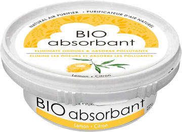 ATTITUDE Bio Absorbant Air Purifier with Activated Carbon, Plant- and Mineral-Based, Absorbs Odors, Vegan, Lemon, 8 Ounces