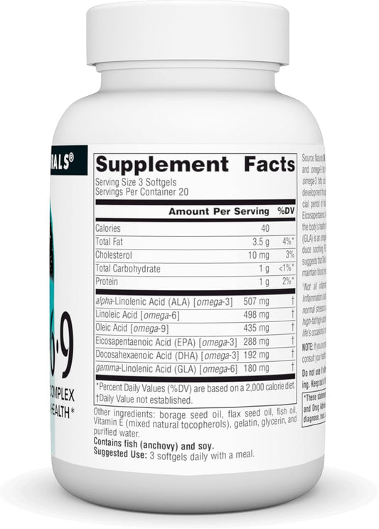 Source Naturals Omega 3-6-9, Essential Fatty Acid Complex For Heart And Brain Health* - 60 Softgels