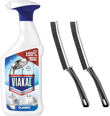 Limescale Remover Spray Bundle: Heavy Duty Limescale Remover Bathroom Cleaner Spray With 2 Bonus Crevice Cleaning Brushes - Ideal For Limescale Removal On Toilet, Shower & Kitchen Surfaces