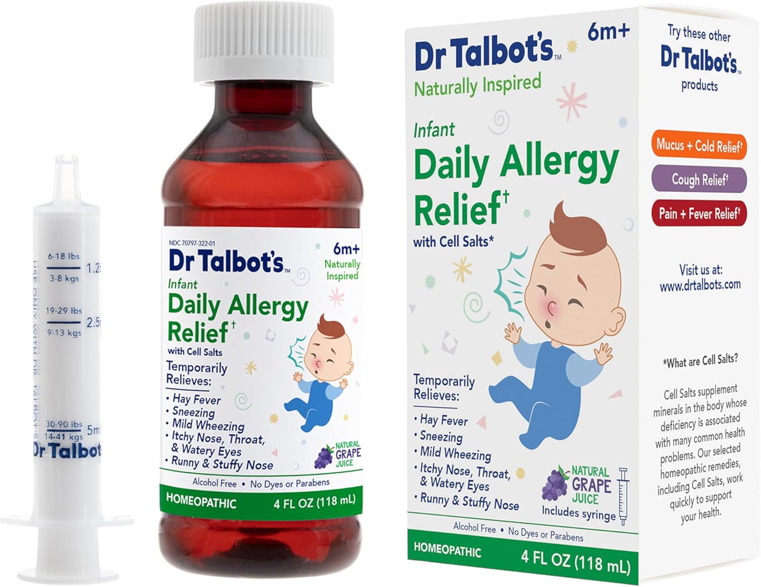 Dr. Talbot'S Infant Tummy Ache Relief With Cell Salts - 4 Fl Oz - Naturally Inspired Kids Stomach Relief - Natural Apple Flavor - Includes Syringe