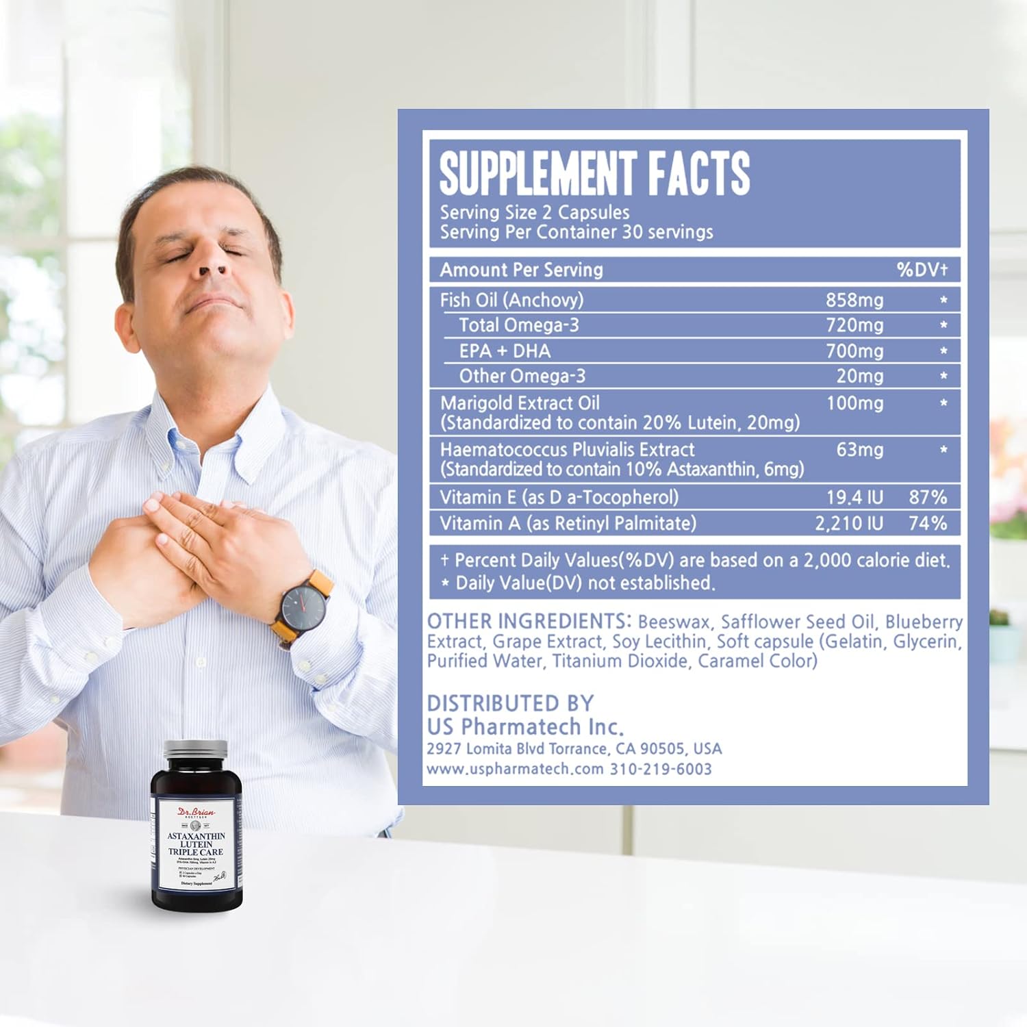 Dr. Brian Lutein And Zeaxanthin Supplements, Eye Vitamins Macular Degeneration Supplements Non-Gmo, Gluten Free For Dry Eyes Vision Health, 60 Capsules : Health & Household