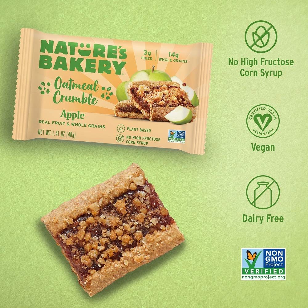 Nature'S Bakery Oatmeal Crumble Bars, Apple, 6-6 Count Boxes (36 Bars), Vegan Snacks, Non-Gmo