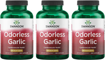 Swanson Odor-Controlled Garlic 500 Milligrams 200 Capsules (3 Pack)