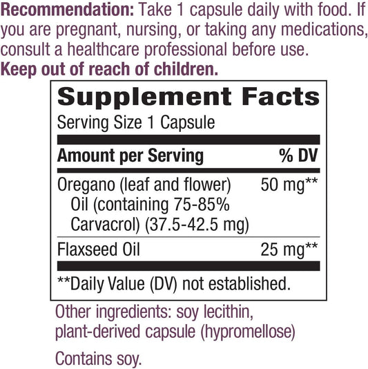 Nature's Way Oregano Oil Premium Blend, Immune Support*, Vegan, 60 Capsules