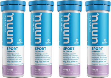 Nuun Sport: Electrolyte Drink Tablets, Grape, 10 Count (Pack of 4)