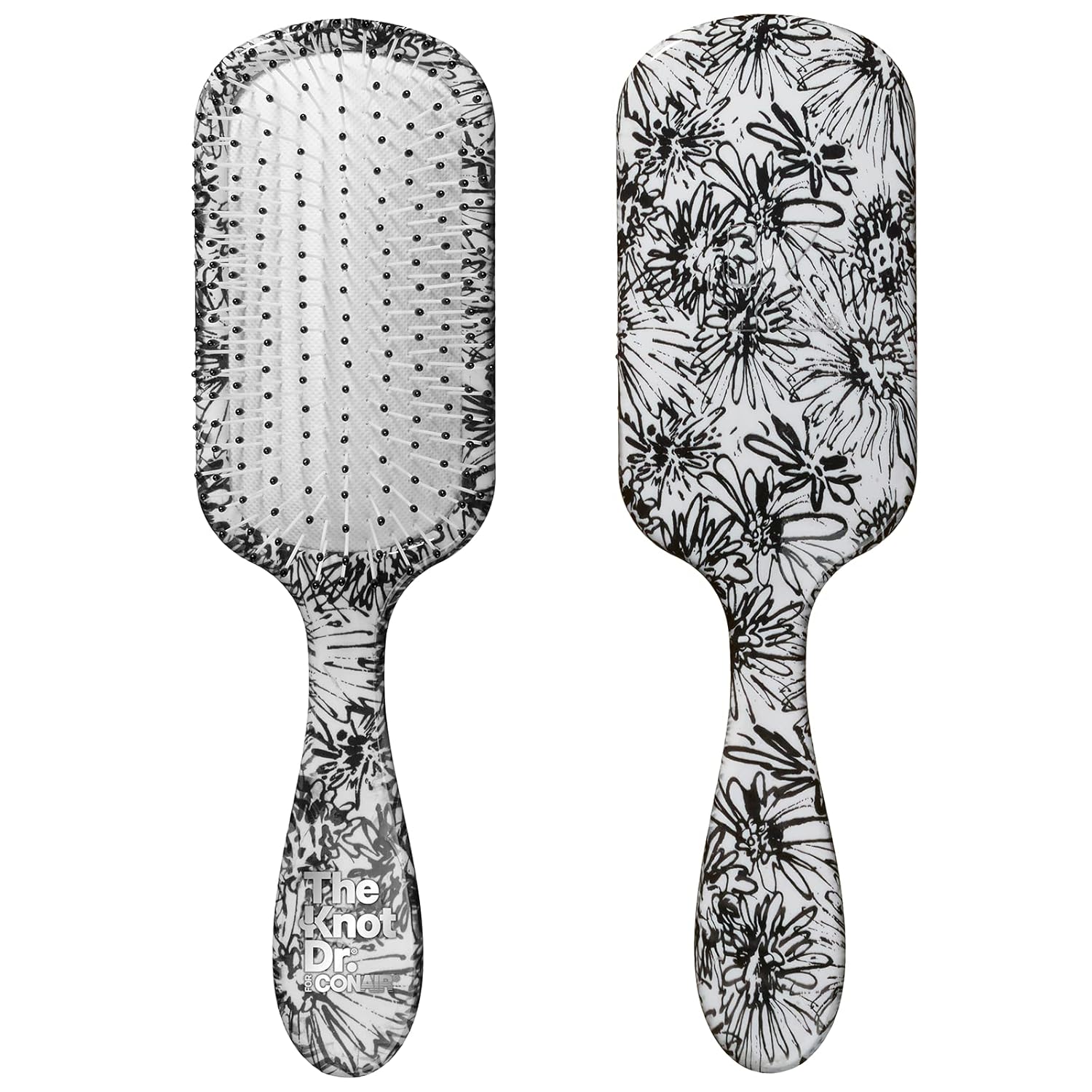The Knot Dr. Hair Brush By Conair - Detangling Hair Brush - Removes Knots And Tangles In Wet Or Dry Hair- Hair Brushes For Women - Floral Print