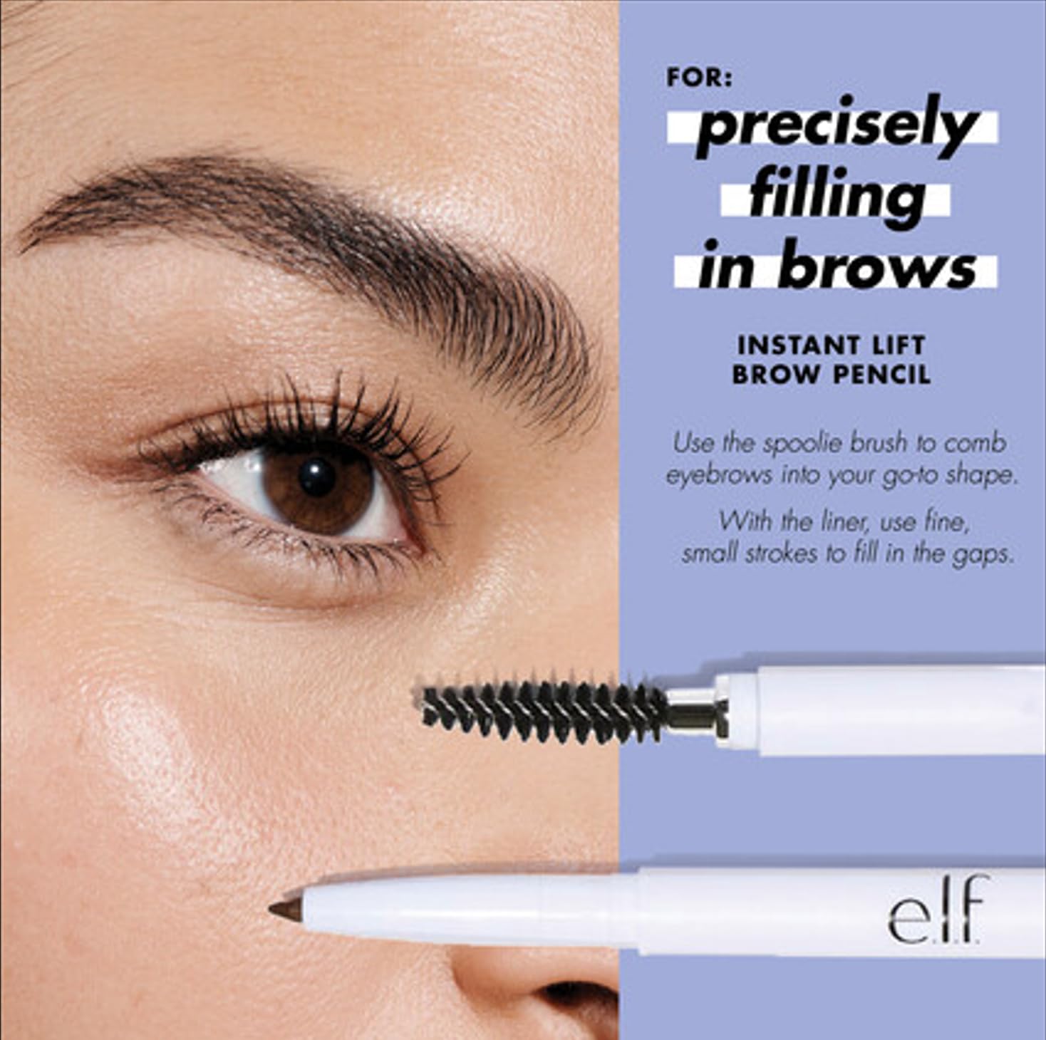 e.l.f. Instant Lift Brow Pencil, Dual-Sided, Precise, Fine Tip, Shapes, Defines, Fills Brows, Contours, Combs, Tames, 0.006 Oz, Deep Brown, 1 Count