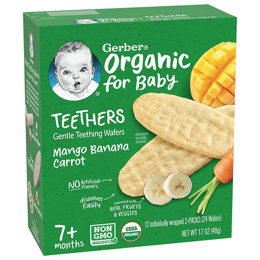 Gerber Organic Teethers Gentle Teething Wafers, Mango Banana Carrot (1 Count (Pack of 3))