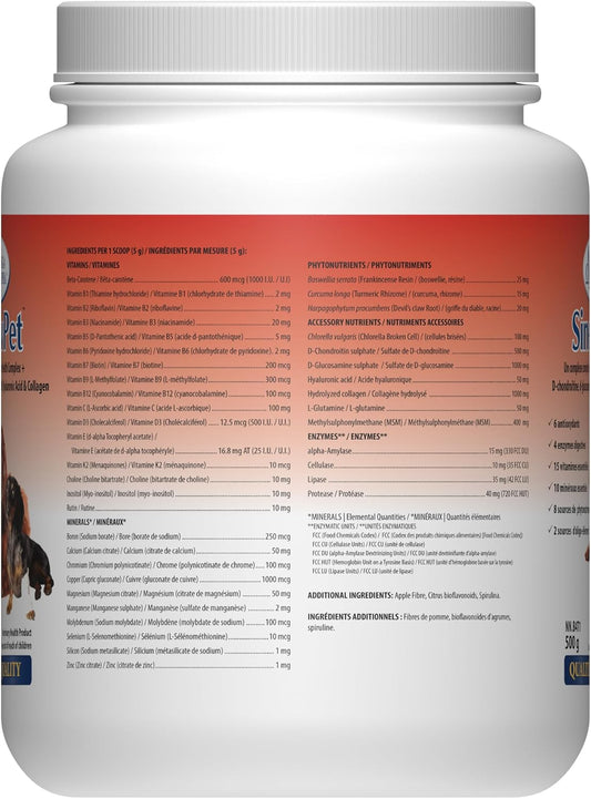 Pets - Performance & Mobility-A Complete Joint Care And Health Complex + D-Chondroitin, D-Glucosamine, Msm, Hyaluronic Acid & Collagen- Sinewpet-500G (One Bottles)