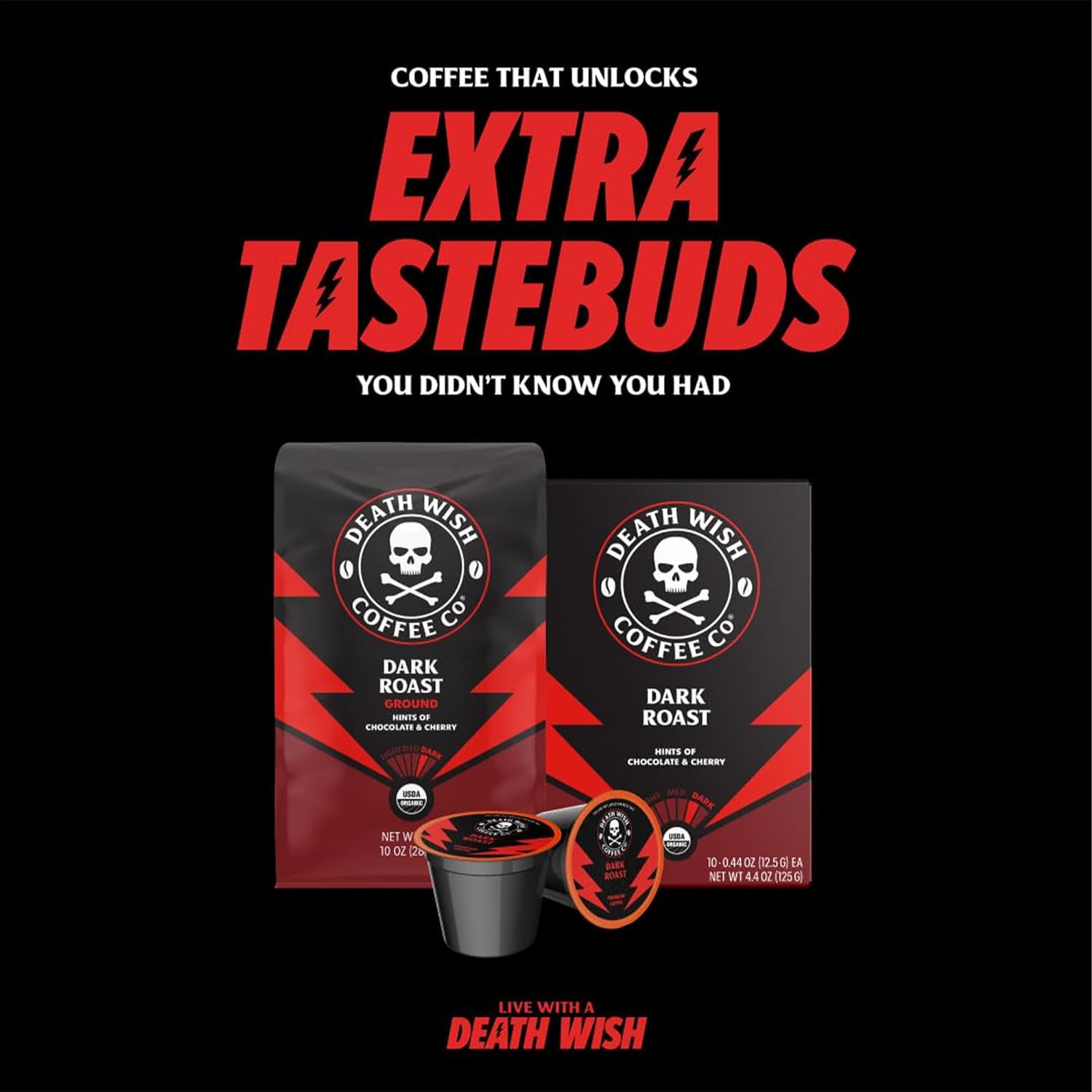 Death Wish Coffee - Dark Roast Single Serve Pods - (50 Count) : Everything Else