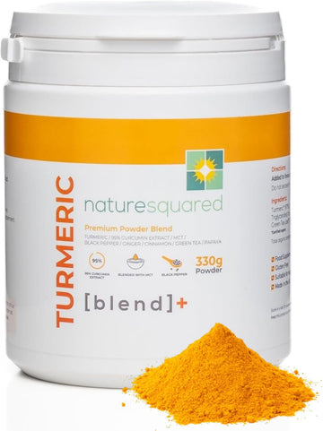 Nature Squared Turmeric Super [Blend] - Premium & Organic Turmeric (3933Mg) Powder With 7 Active Ingredients - 330G(3 Month Supply) - Vegan - Non Gmo - Gluten Free - Gmp - Potent Antioxidant- Uk Made