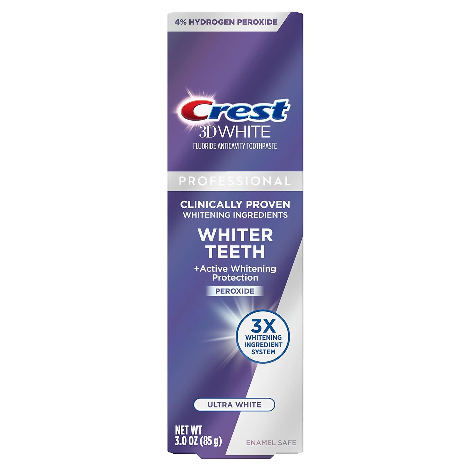 Crest 3D White Professional Ultra White Fluoride Anticavity Enamel Safe Toothpaste, 3 Oz : Health & Household