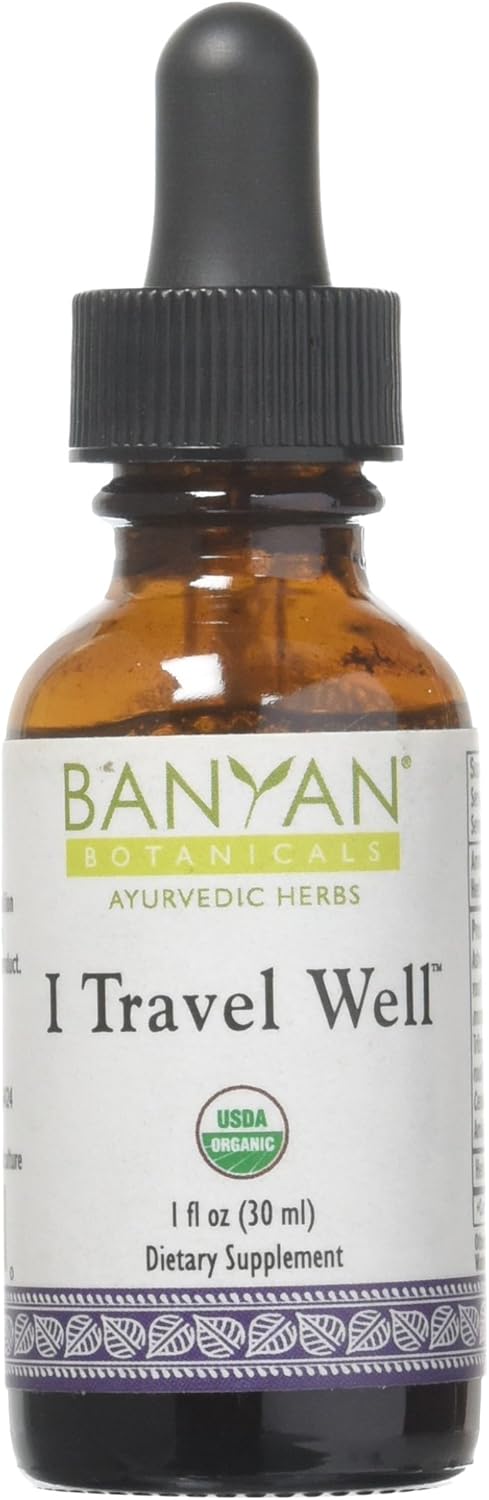 Banyan Botanicals I Travel Well Liq Extract, USDA Organic, Ayurvedic Herbal Formula Designed To Support The Body's Natural Ability To Adapt To The Stresses Of Travel Including Changes In Time Zone