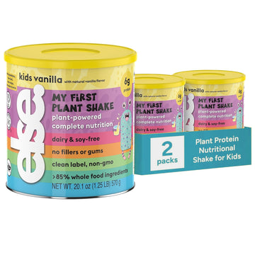 Else Nutrition Plant-Based Kids Protein Shake, Kids Protein Powder For Ages 2-12. Dairy-Free First Kids Complete Nutrition Shake With Plant Protein & 25 Vitamins & Minerals, Adds Healthy Nutrients To Kids Snacks (Vanilla, 2 Pack)