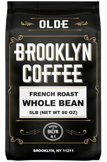 Brooklyn Coffee Whole Bean, French Dark Roast (5Lb) Silky Smooth, Bold, Balanced - Fresh Bulk Coffee Beans Roasted Weekly In Nyc