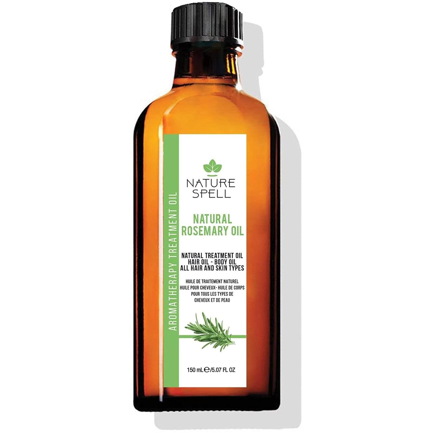 Nature Spell Rosemary Oil For Hair & Skin, 5.07 Fl Oz - Promotes Thicker Hair Growth, Anti-Dandruff, Adds Shine, Prevents Greying, Hydrating, Anti-Aging, Improves Complexion