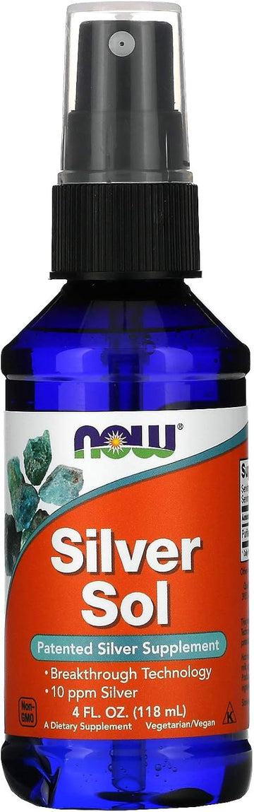 Now Foods Supplements, Silver Sol 10 Ppm With Elemental Silver And Deionized Water, Liquid, 4-Ounce