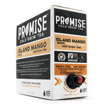 Promise Beverages Slightly Sweet Island Mango Cold Brew Tea On Tap (1 Gallon / 128 Fluid Ounces) Rainforest Alliance Certified Bag In Box Liquid, Ready To Drink Sweetened With Stevia