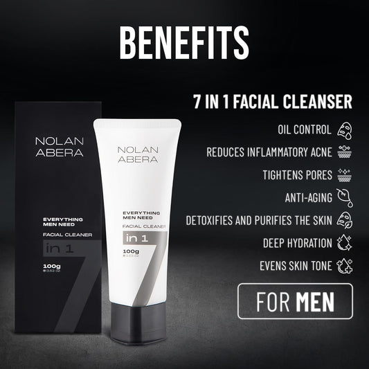 Abera Nolan Daily Facial Cleanser For Men - Oil Control & Deep Cleansing, 3.53Oz