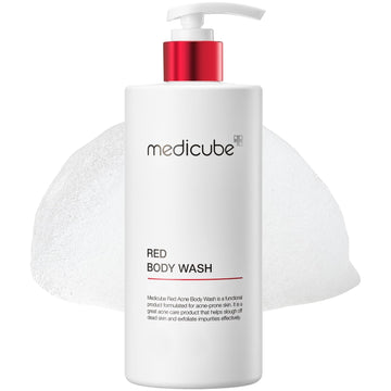 Medicube Red Acne Body Wash 14.52 Fl.Oz I Low Ph And Hydrating Cleanser With Salicylic Acid, Lactic Acid, Niacinamide And Hyaluronic Acid Suitable For Bacne Treatment | Korean Skin Care