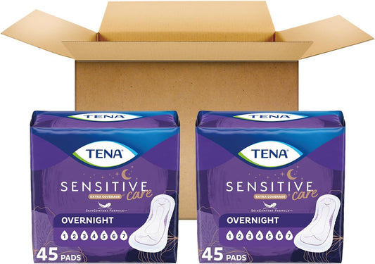 TENA Incontinence Pads, Bladder Control & Postpartum for Women, Overnight Absorbency, Extra Coverage, Intimates - 90 Count