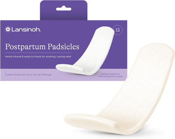 Lansinoh Postpartum Pads, Postpartum Essentials Padscicles, Perineal Ice Packs with Cooling and Comforting Aloe Vera, Witch Hazel Pads for Postpartum Care, 12 Count