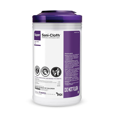 Super Sani- Cloth Germicidal Disposable Wipe, X-Large 5'' X 8'' Wipe, Pop Up Dispenser Of 65