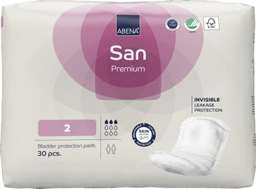 Abena San 2 Premium Incontinence Pads Women and Men | 350ml Absorbency | 30PK | Fast Absorbing Incontinence Pads, Discreet & Effective Shaped Incontinence Pads for Men and Women