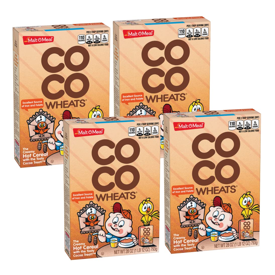 Malt-O-Meal Original Breakfast Cereal COCO Wheats Quick Cooking Kosher 28 Ounce Box Pack of 4