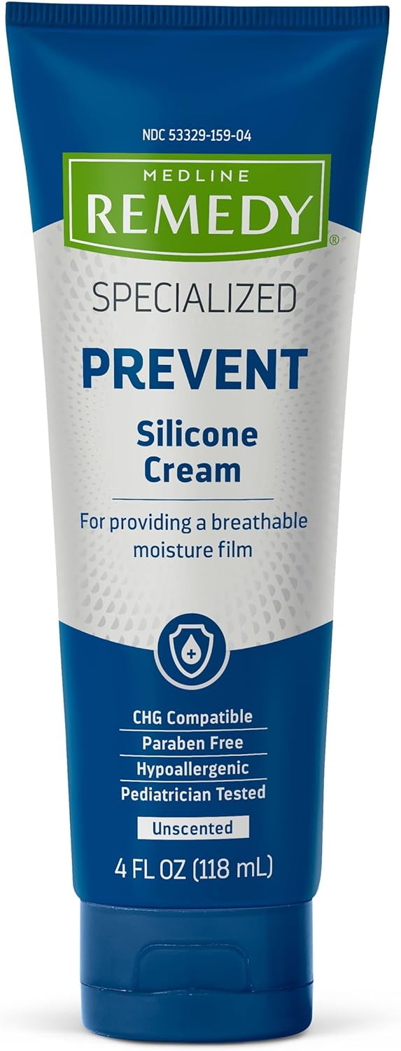 Medline Remedy Specialized Silicone Cream, Unscented (4 Fl Oz), 12 Count, Gentle Breathable Film For All Ages, Paraben-Free And Hypoallergenic Skin Care Cream, Barrier Cream For Dry Cracked Skin