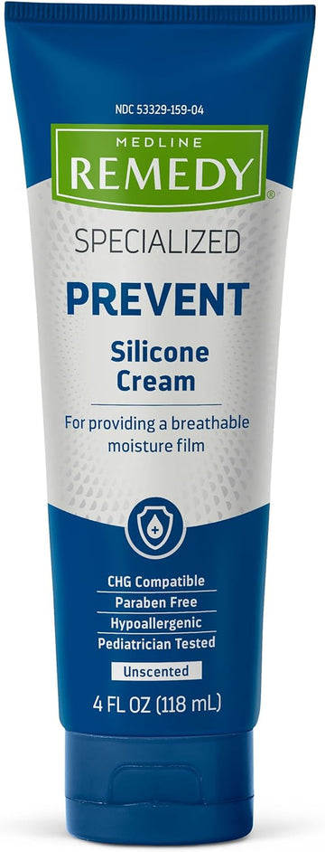 Medline Remedy Specialized Silicone Cream, Unscented (4 fl oz), 12 Count, Gentle Breathable Film for All Ages, Paraben-free and Hypoallergenic Skin Care Cream, Barrier Cream for Dry Cracked Skin