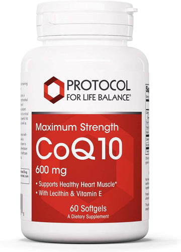 Protocol Coq10 600Mg With Vitamin E - Antioxidant Supplement And Heart Health Support - 60 Softgels
