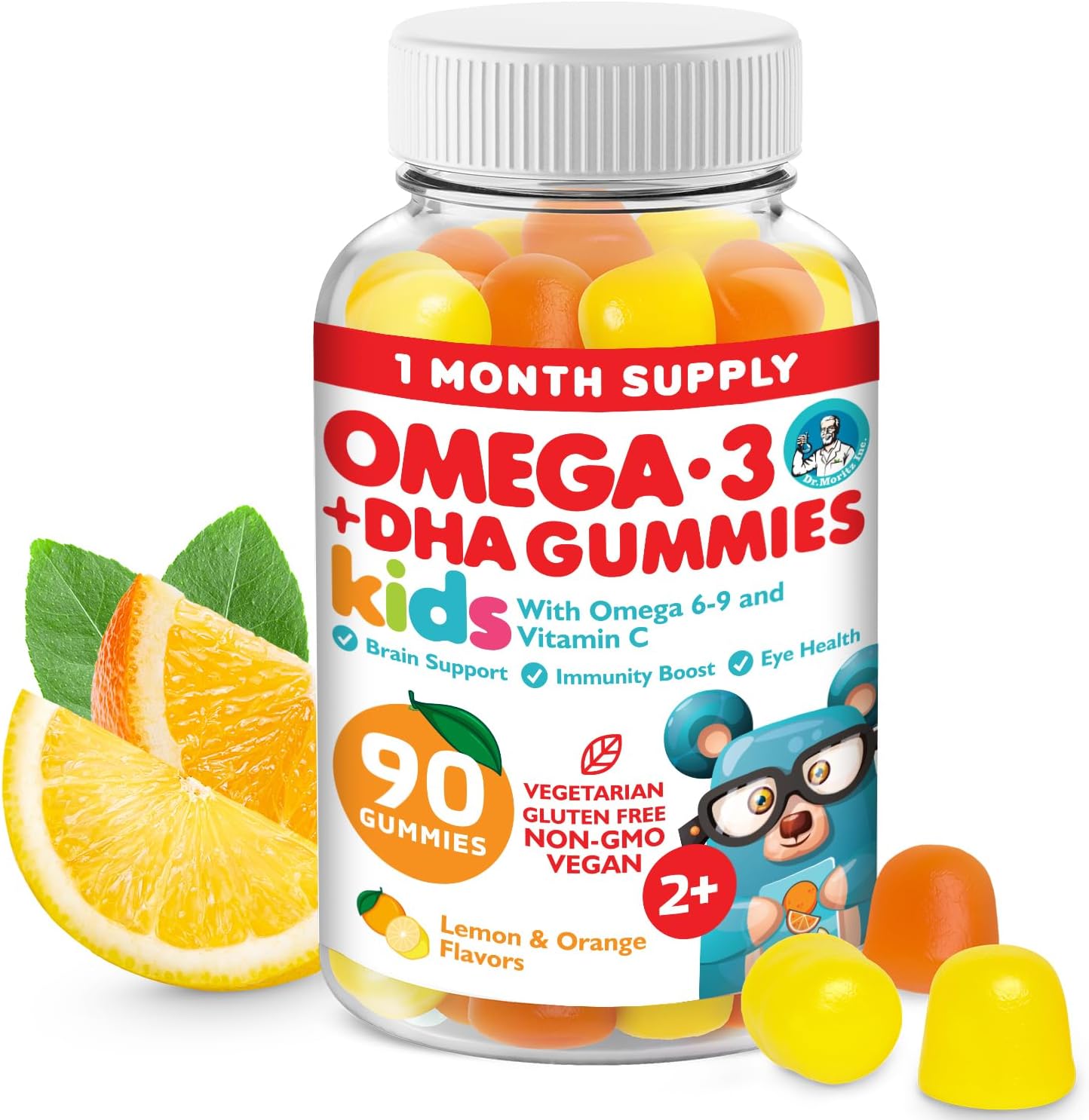 Dr. Moritz Vegan Omega 3 Gummies For Kids And Toddlers (90 Count), Omega 3 Kids Gummies For Brain And Heart Health, No Fish Oil And Gluten Free
