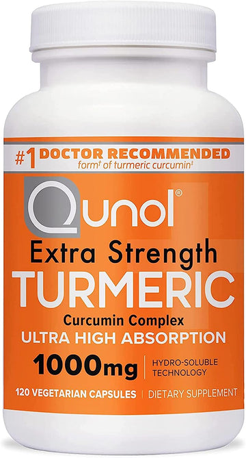 Qunol Turmeric Curcumin Supplement, Turmeric 1000mg With Ultra High Absorption, Joint Support Supplement, Extra Strength Turmeric Capsules, 2 Month Supply, 120 Count (Pack of 1)